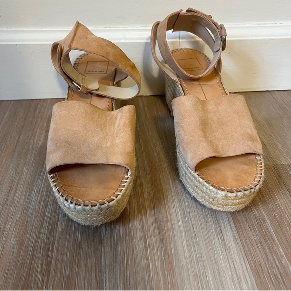 Dolce Vita Tan Leather Espadrille Platform Sandals Size 9 - Picture 6 of 10